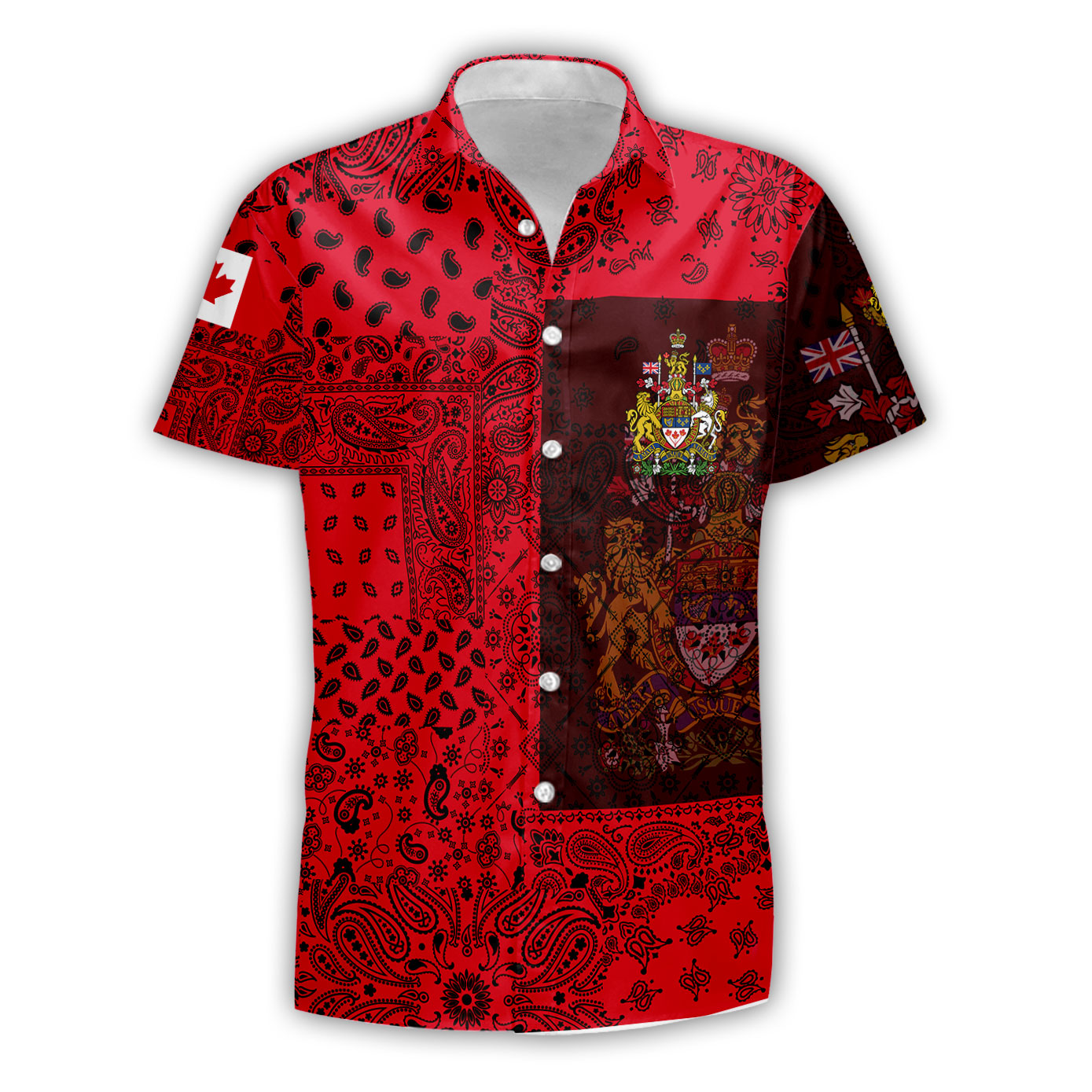 Canada Short Sleeve Shirt Paisley Flag And Skull Style 1