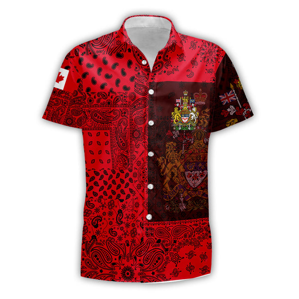 Canada Short Sleeve Shirt Paisley Flag And Skull Style 1