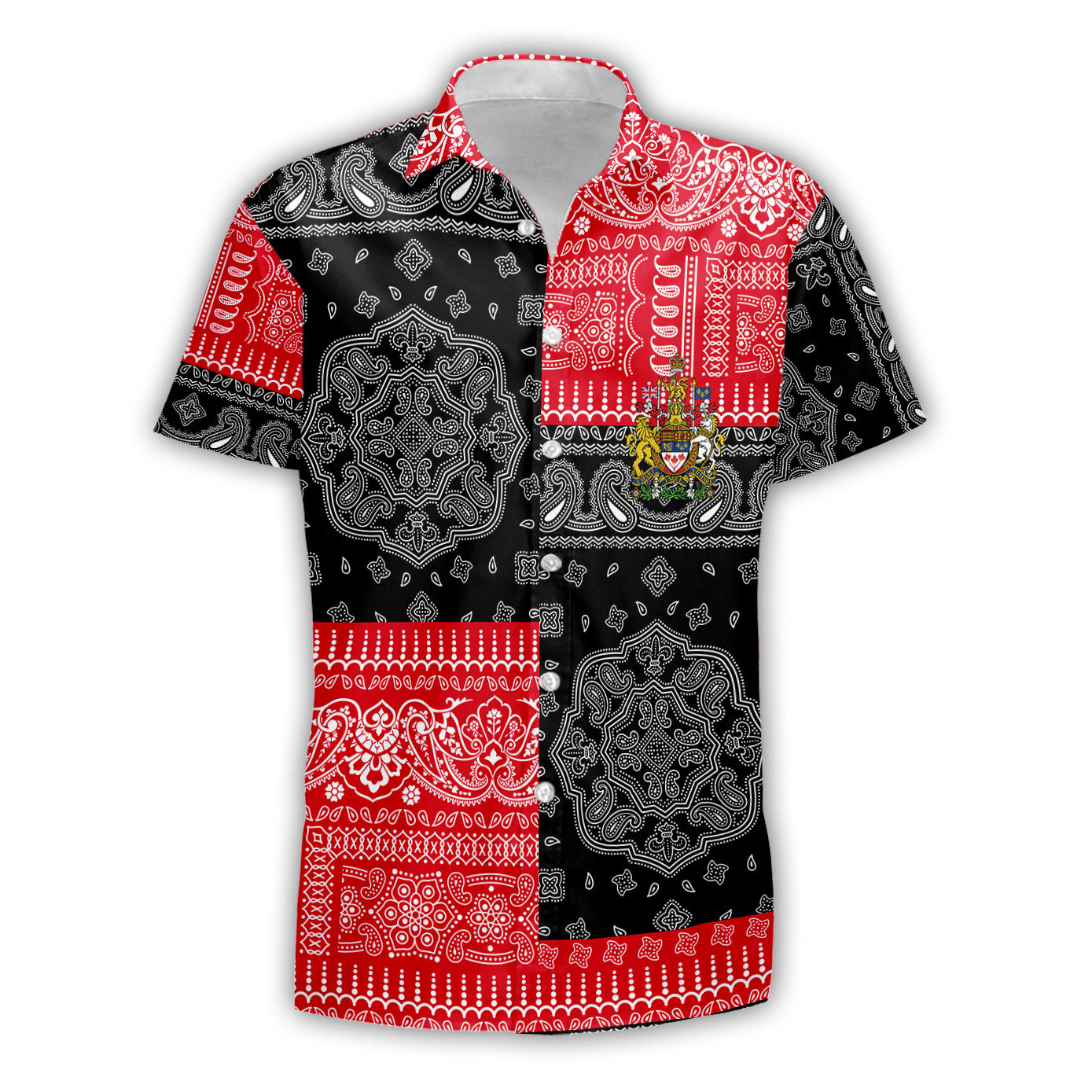 Canada Short Sleeve Shirt Flag And Paisley Basic Style 2