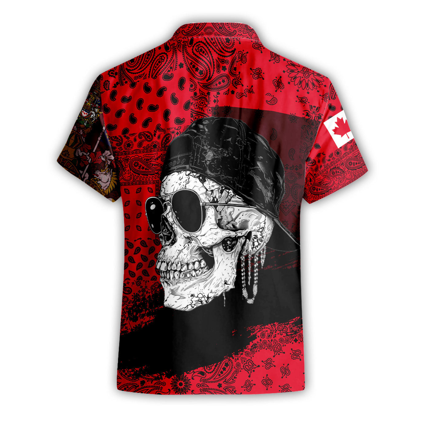 Canada Short Sleeve Shirt Paisley Flag And Skull Style 2