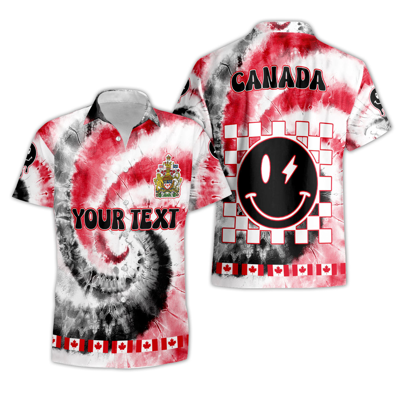 Canada Short Sleeve Shirt Custom Tie Dye Style 3