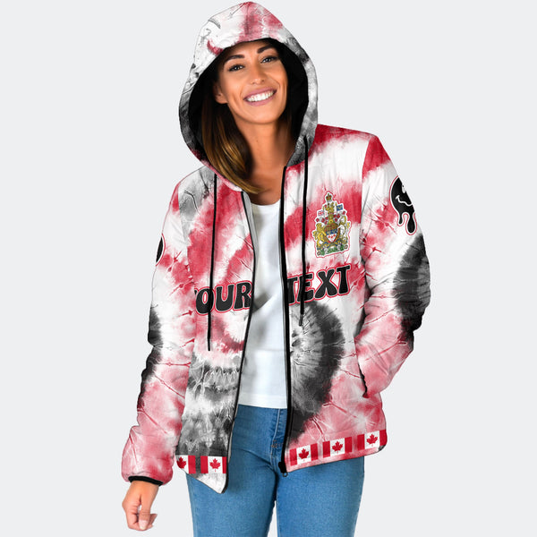 Canada Women Hooded Padded Jacket Custom Tie Dye Style 1