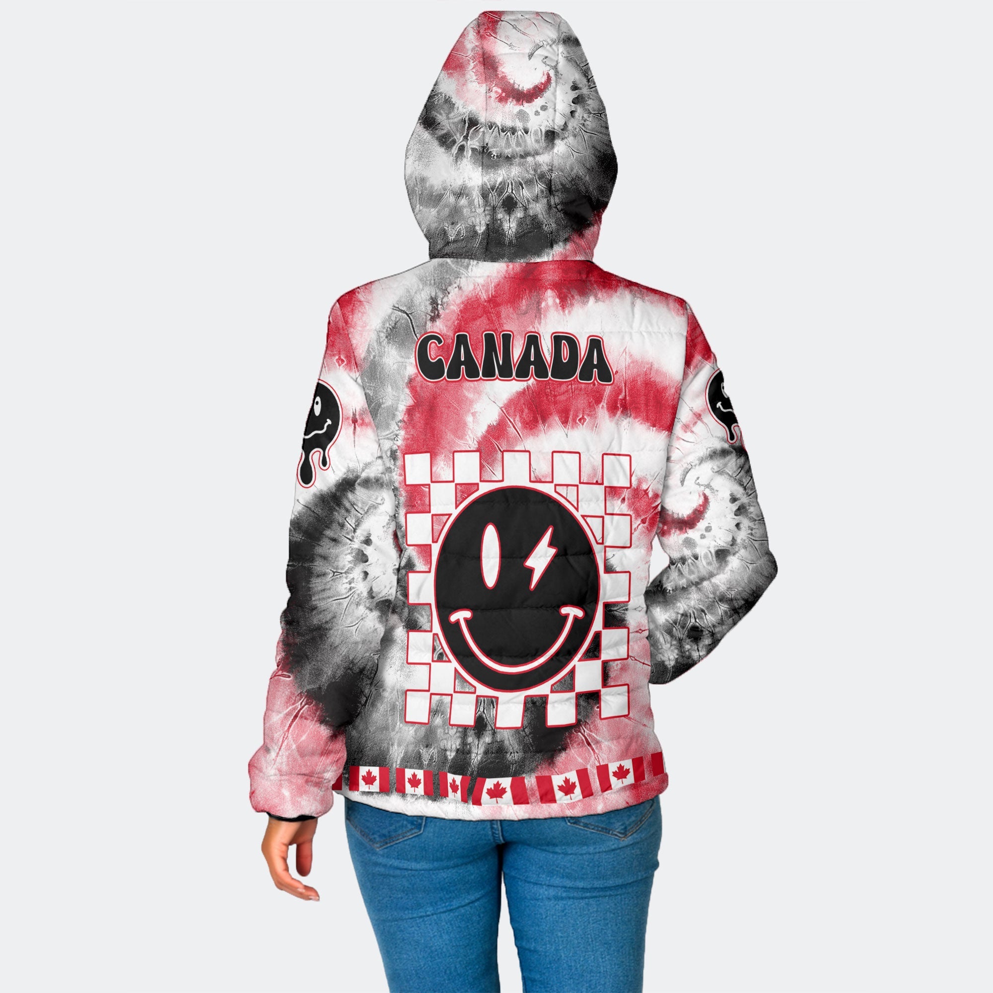 Canada Women Hooded Padded Jacket Custom Tie Dye Style 2