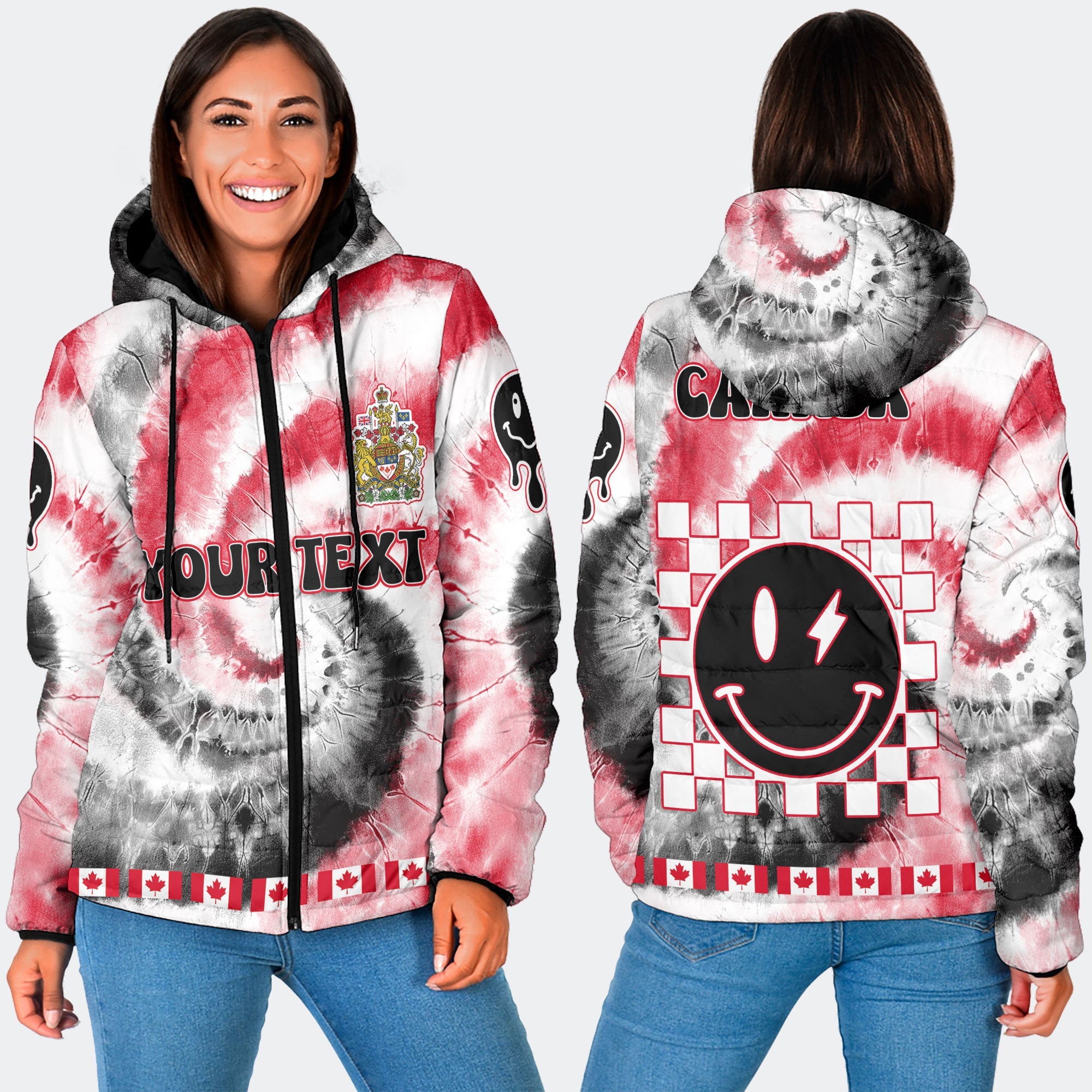 Canada Women Hooded Padded Jacket Custom Tie Dye Style 3