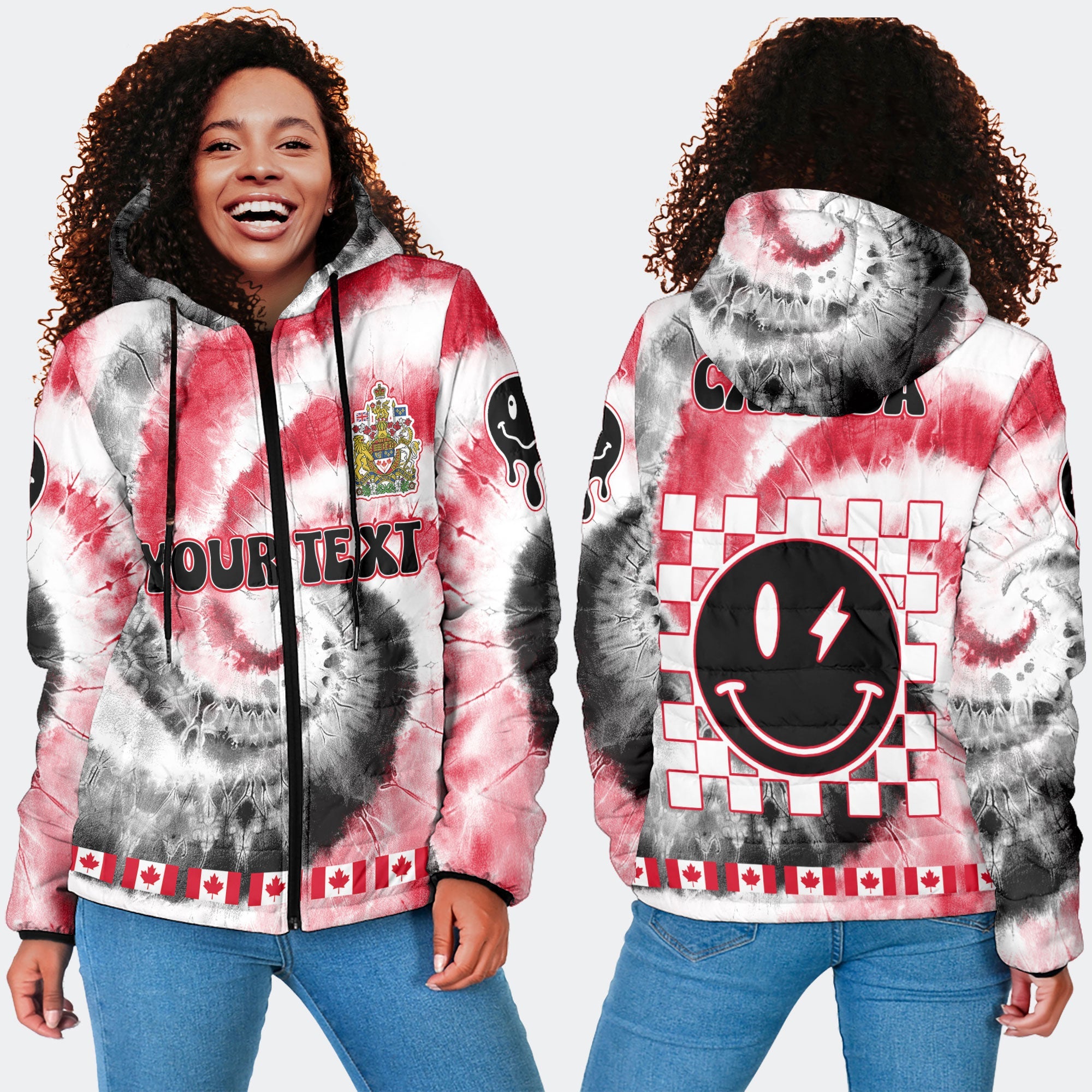 Canada Women Hooded Padded Jacket Custom Tie Dye Style 4