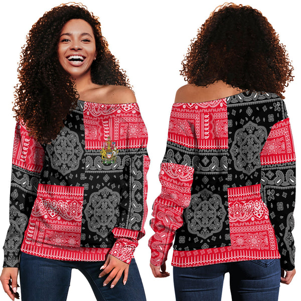 Canada Women Off Shoulder Sweatshirt Flag And Paisley Basic Style 1