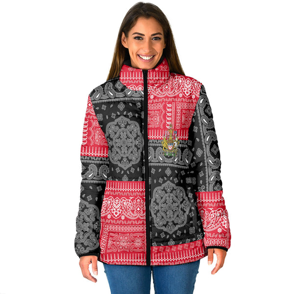 Canada Women Padded Jacket Flag And Paisley Basic Style 1