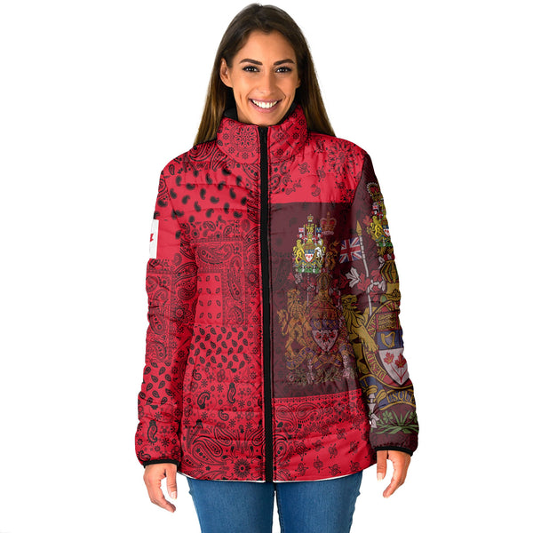 Canada Women Padded Jacket Paisley Flag And Skull Style 1