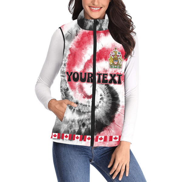 Canada Women Padded Jacket Vest Custom Tie Dye Style 1