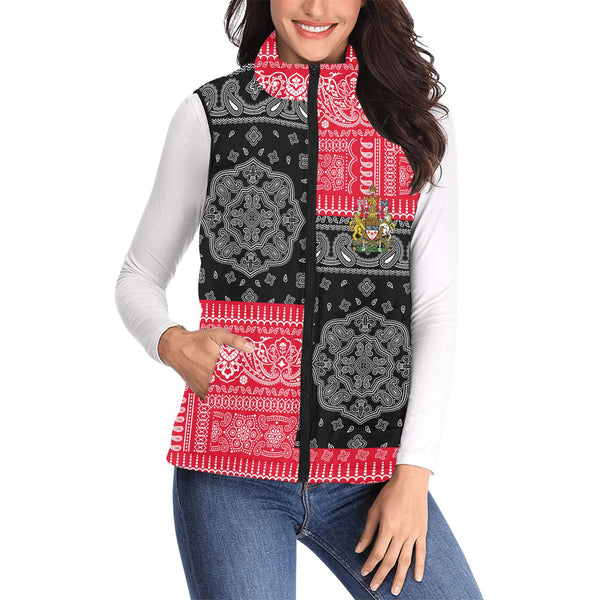 Canada Women Padded Jacket Vest Flag And Paisley Basic Style 1