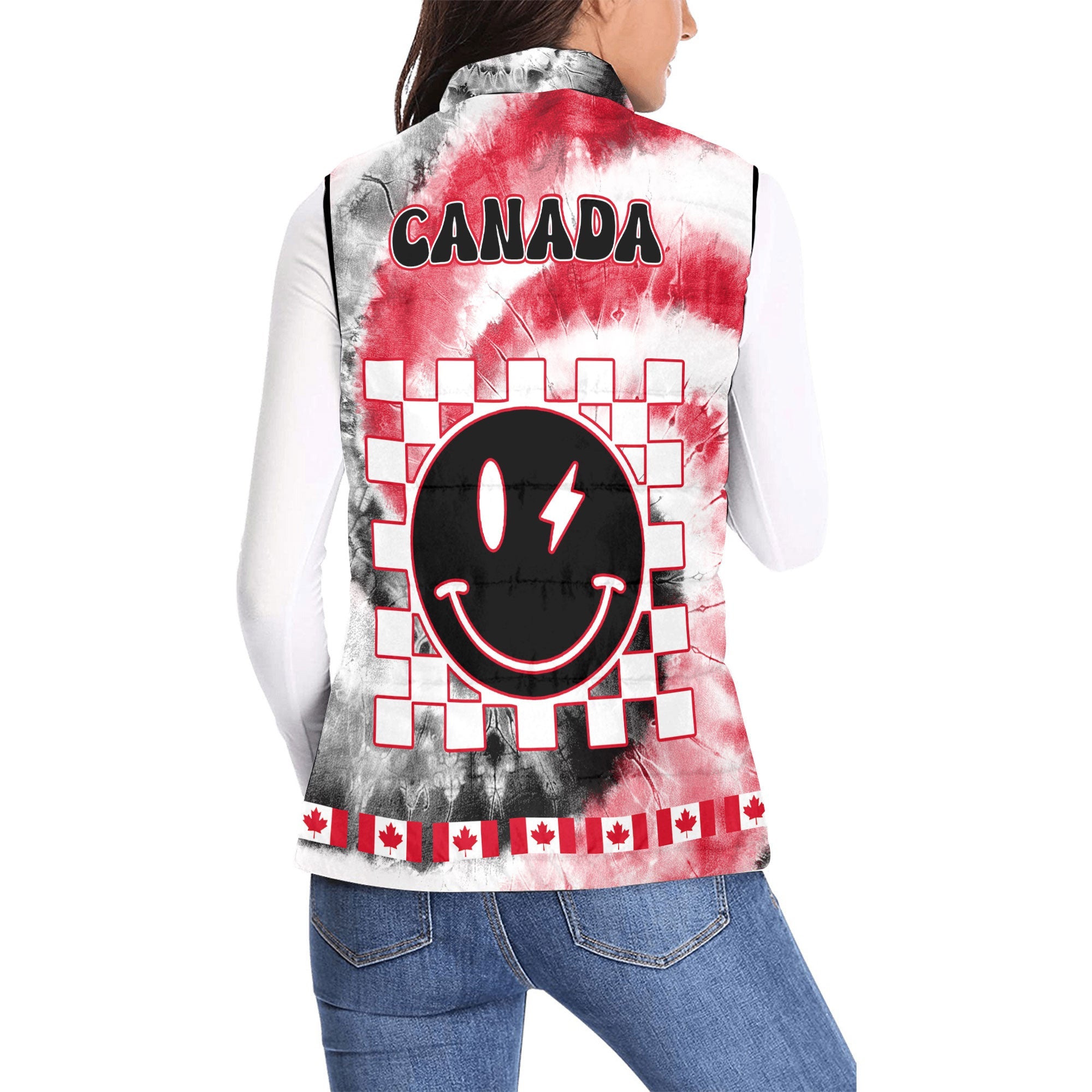 Canada Women Padded Jacket Vest Custom Tie Dye Style 2