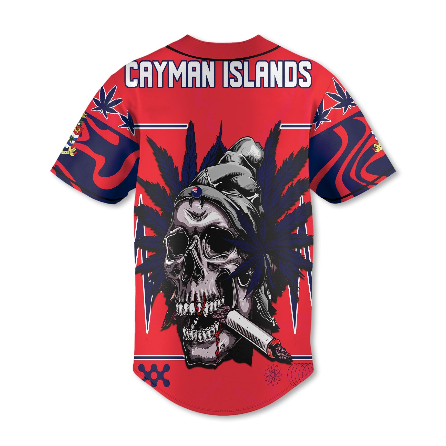 Cayman Islands Baseball Jersey Flag & Coat Of Arms Marijuanas Style