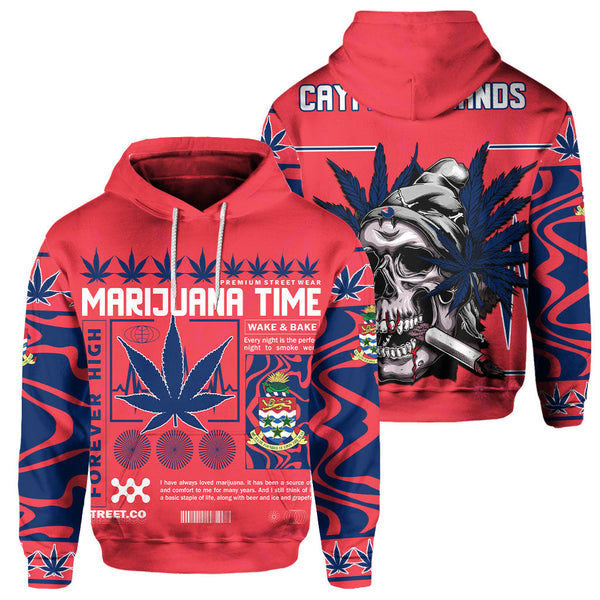 Cayman Islands Hoodie Flag & Coat Of Arms Marijuanas Style