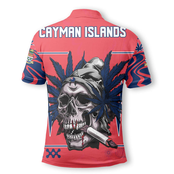 Cayman Islands Polo Shirt Flag & Coat Of Arms Marijuanas Style