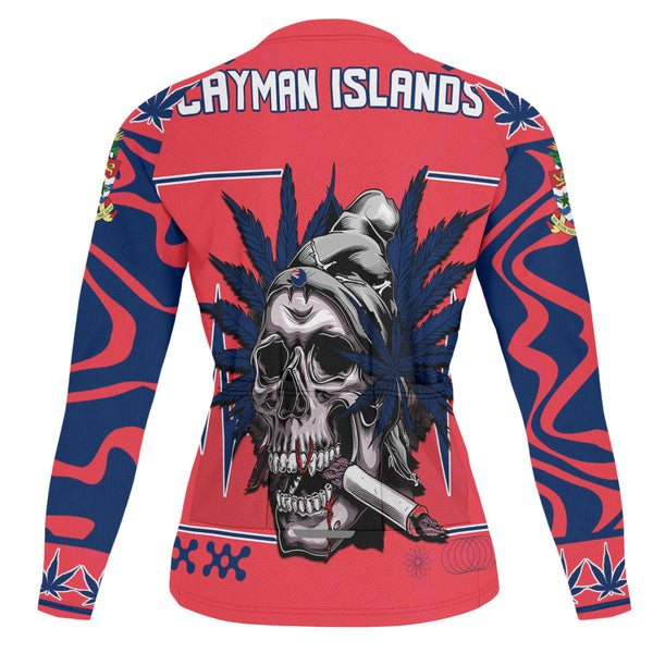 Cayman Islands Men's Cycling Jersey Long Sleeve Flag & Coat Of Arms Marijuanas Style