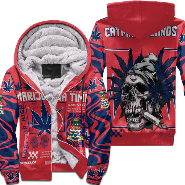 Cayman Islands Sherpa Hoodie Flag & Coat Of Arms Marijuanas Style