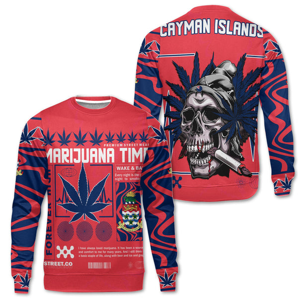 Cayman Islands Sweatshirt Flag & Coat Of Arms Marijuanas Style