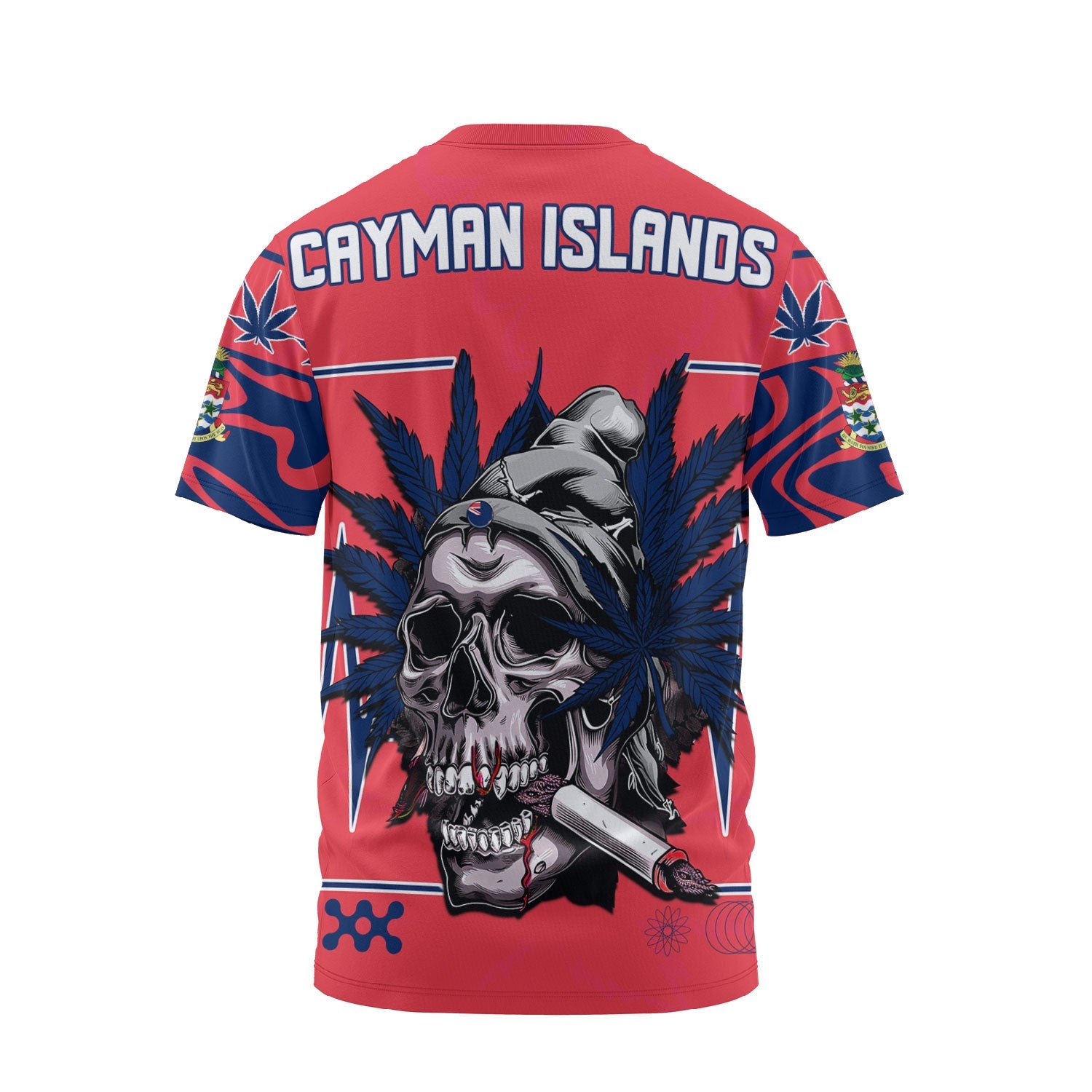 Cayman Islands T Shirt Flag & Coat Of Arms Marijuanas Style