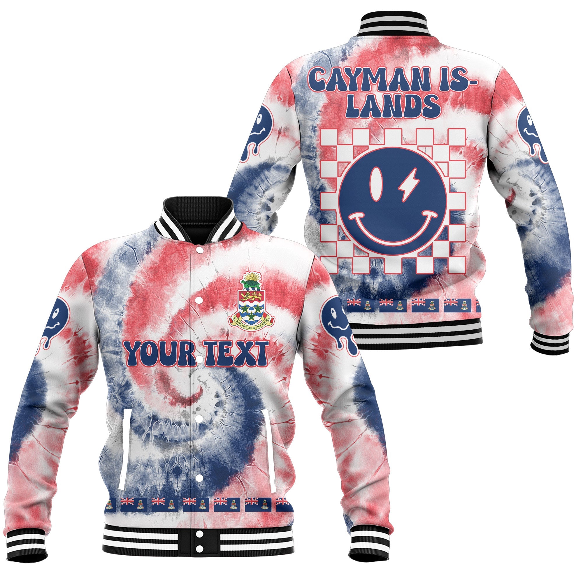 Cayman Islands Baseball Jacket Custom Tie Dye Style 1