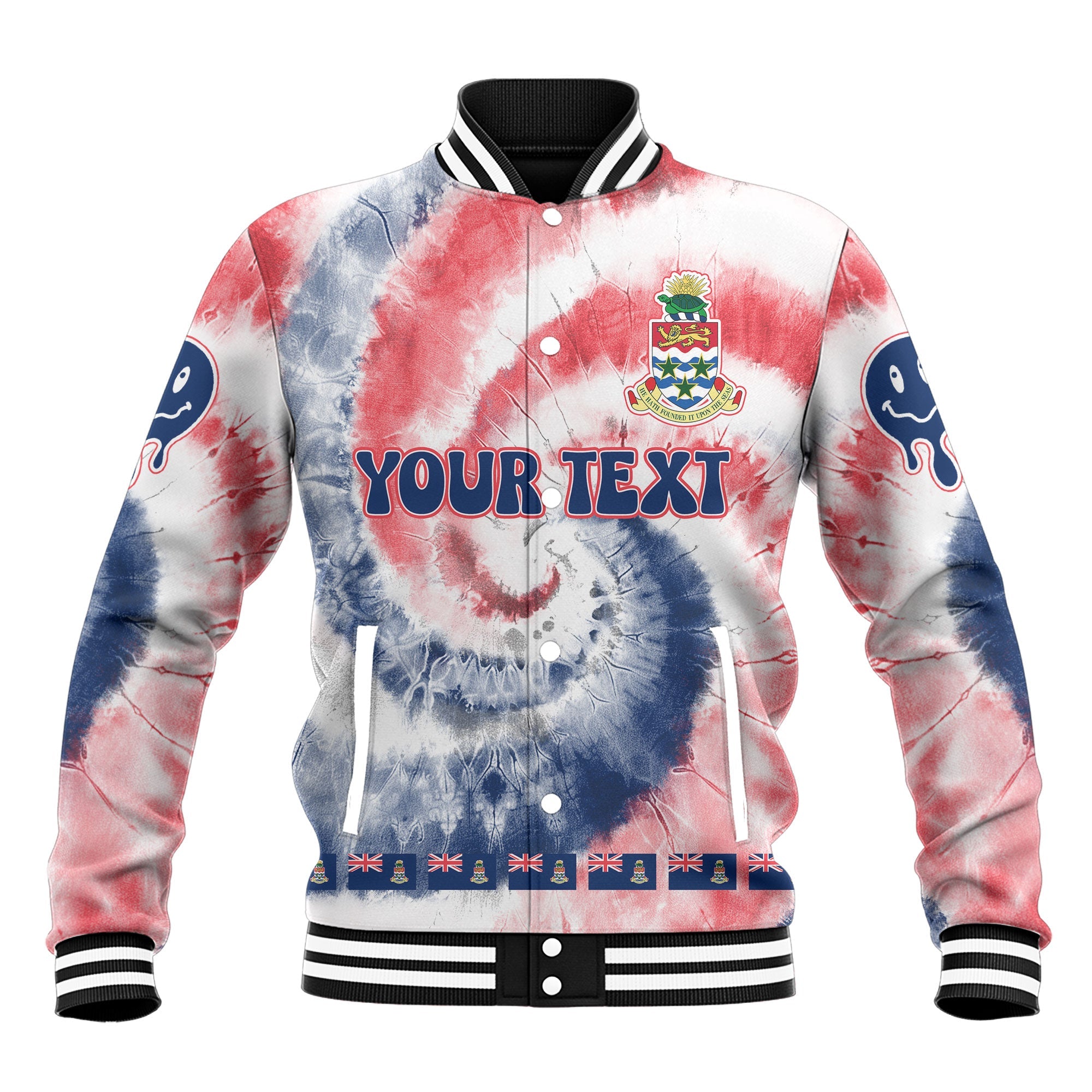 Cayman Islands Baseball Jacket Custom Tie Dye Style 2