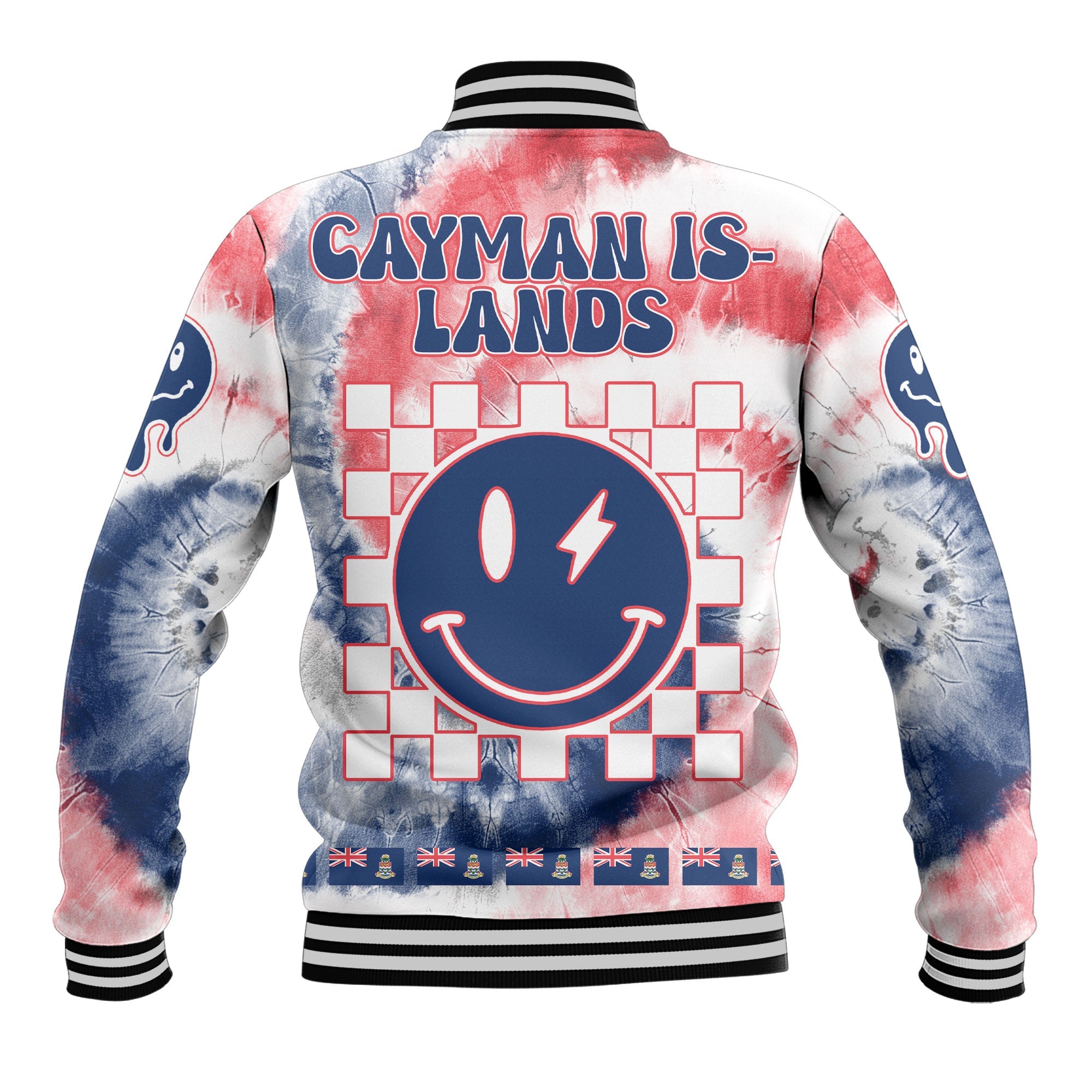 Cayman Islands Baseball Jacket Custom Tie Dye Style 3