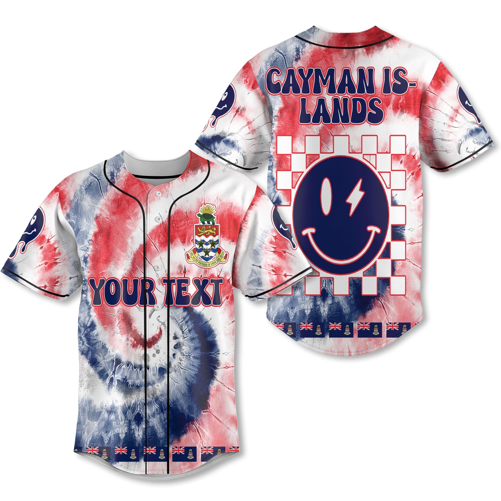 Cayman Islands Baseball Jersey Custom Tie Dye Style 1