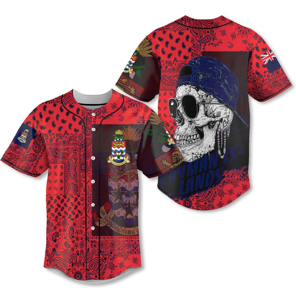 Cayman Islands Baseball Jersey Paisley Flag And Skull Style 1