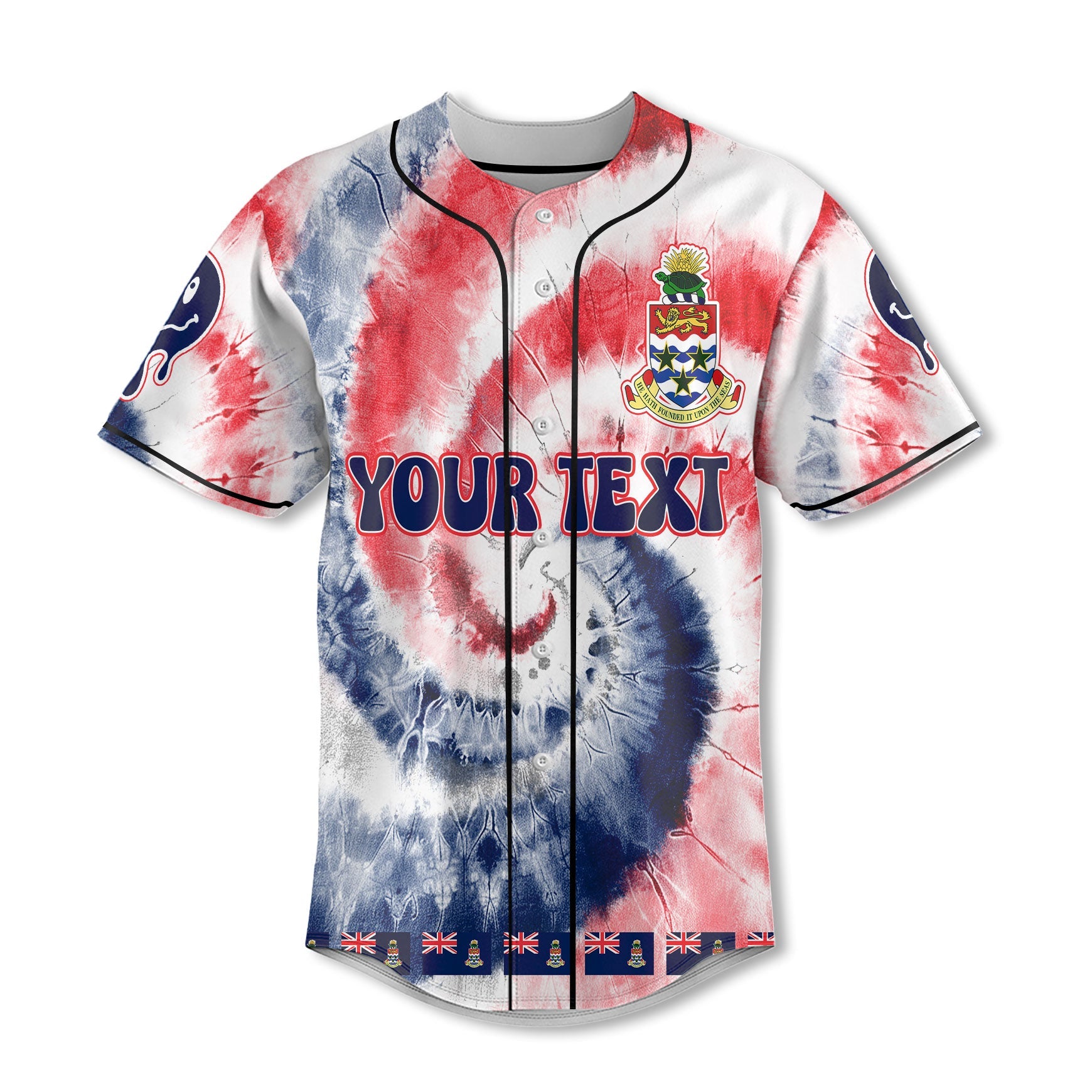 Cayman Islands Baseball Jersey Custom Tie Dye Style 2