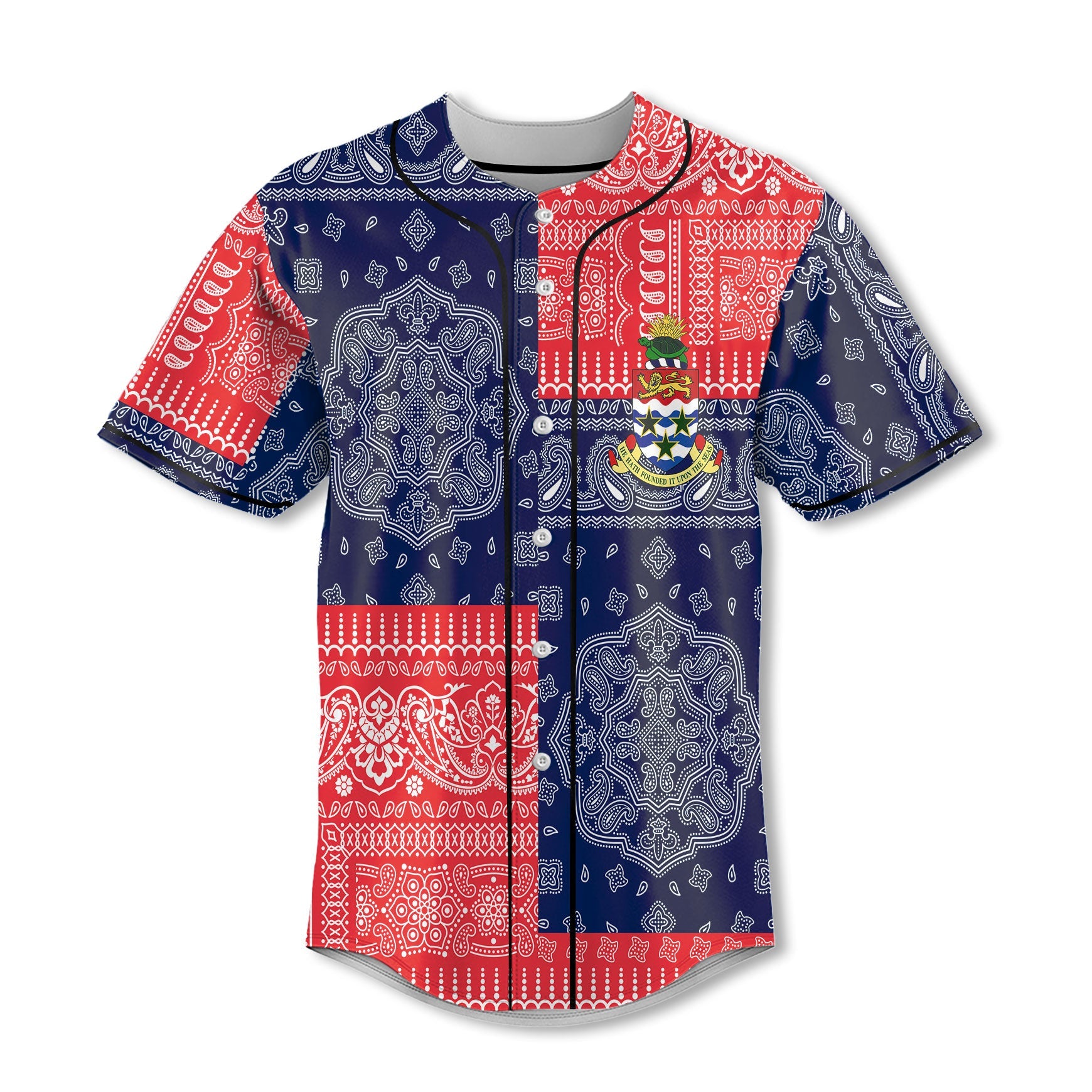 Cayman Islands Baseball Jersey Flag And Paisley Basic Style 2