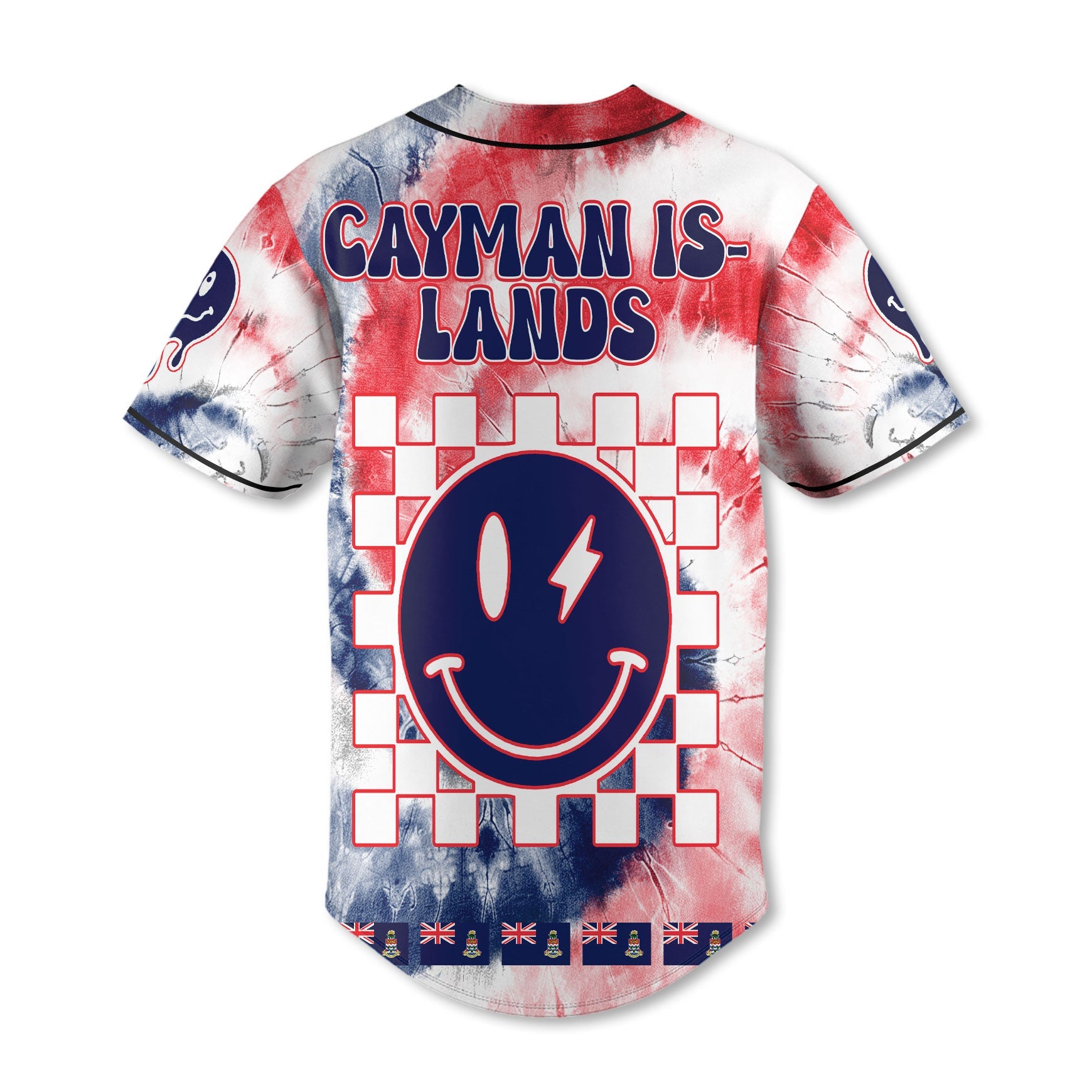 Cayman Islands Baseball Jersey Custom Tie Dye Style 3