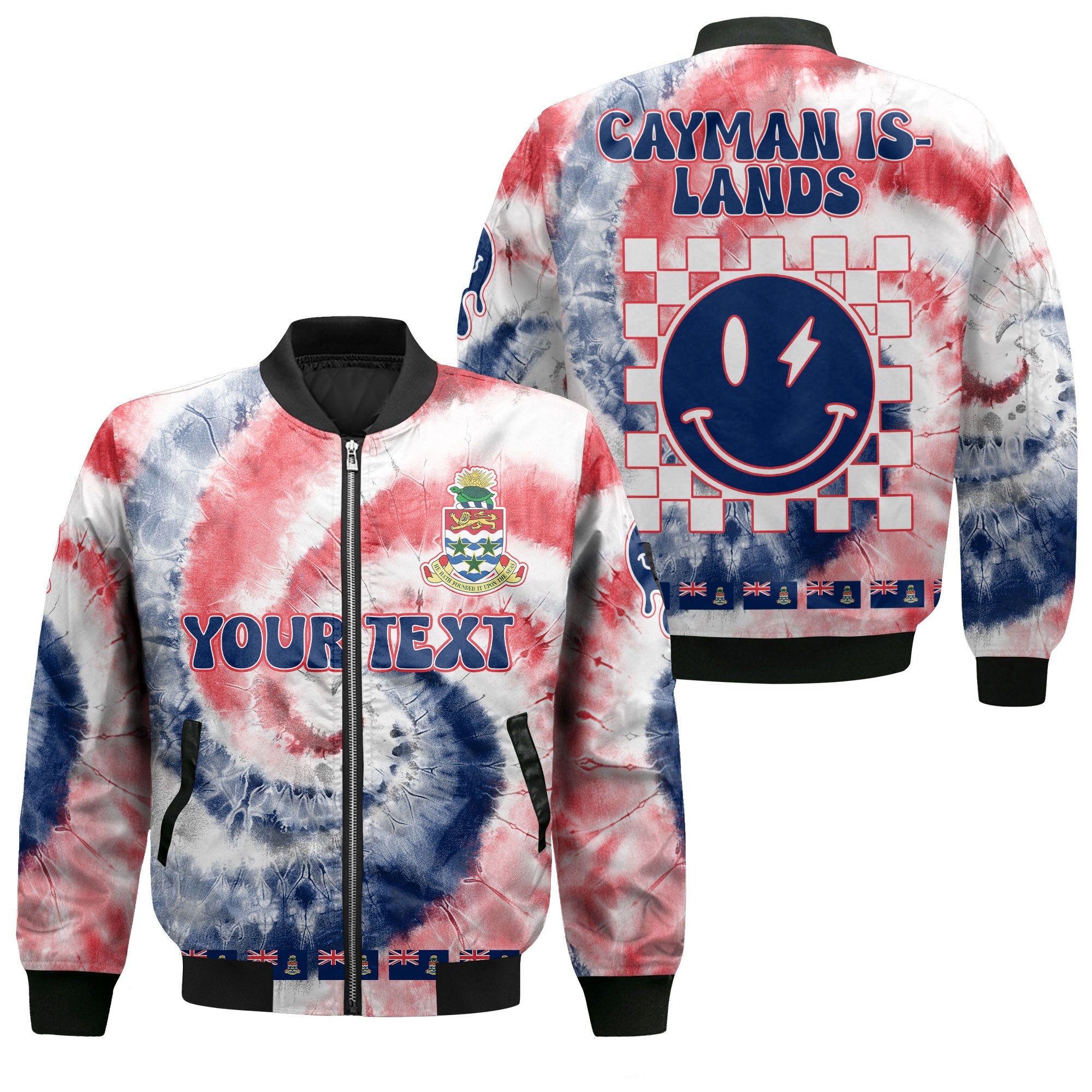 Cayman Islands Bomber Jacket Custom Tie Dye Style 1