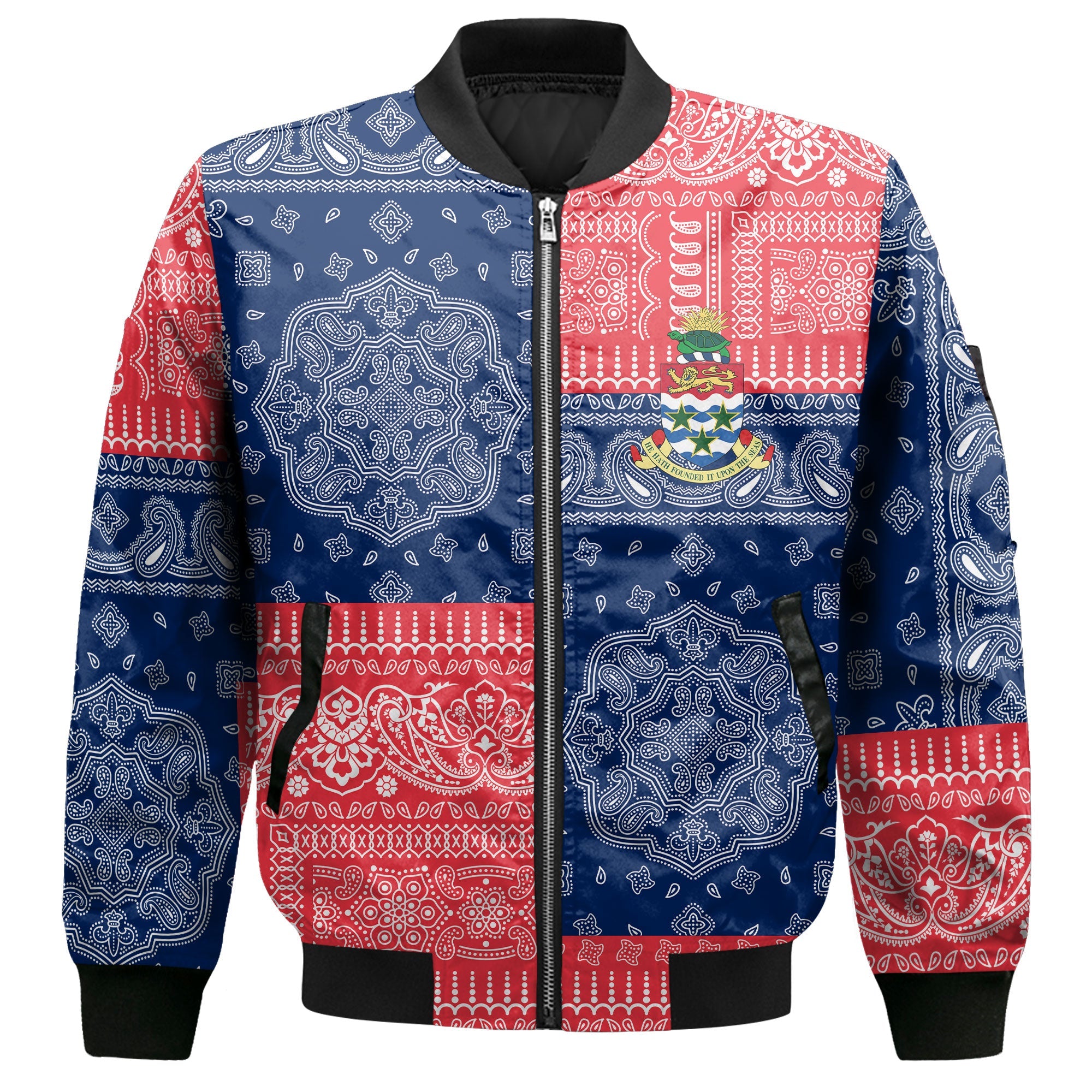 Cayman Islands Bomber Jacket Flag And Paisley Basic Style 2