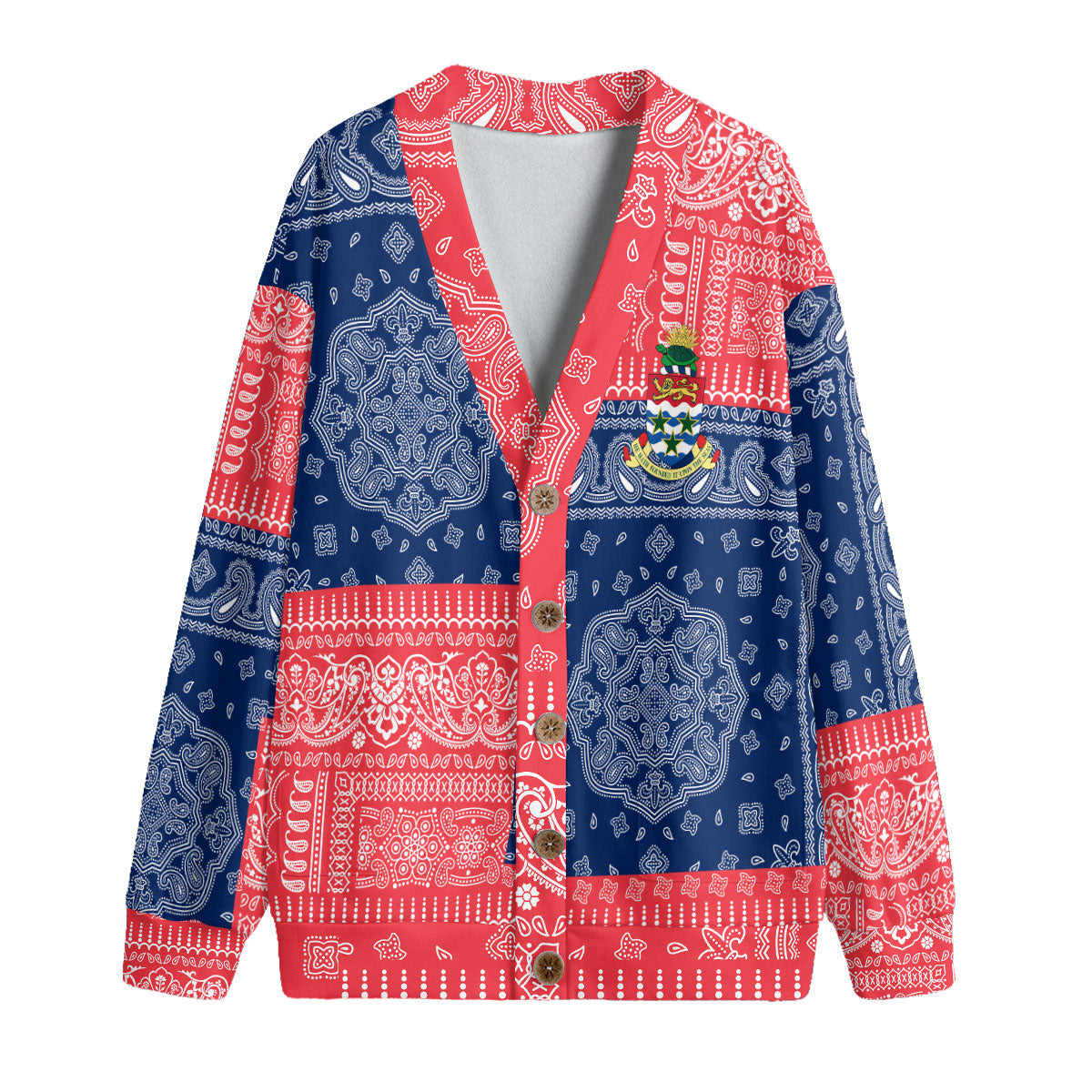 Cayman Islands Fleece Cardigan Flag And Paisley Basic Style 1