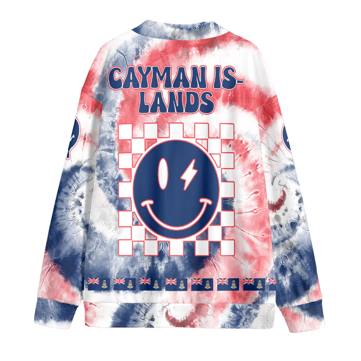 Cayman Islands Fleece Cardigan Custom Tie Dye Style 2