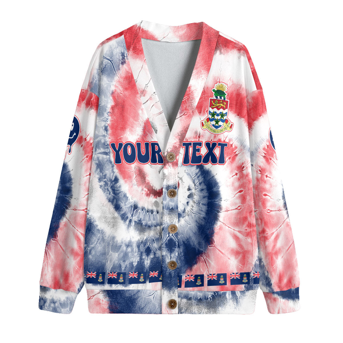 Cayman Islands Fleece Cardigan Custom Tie Dye Style 4