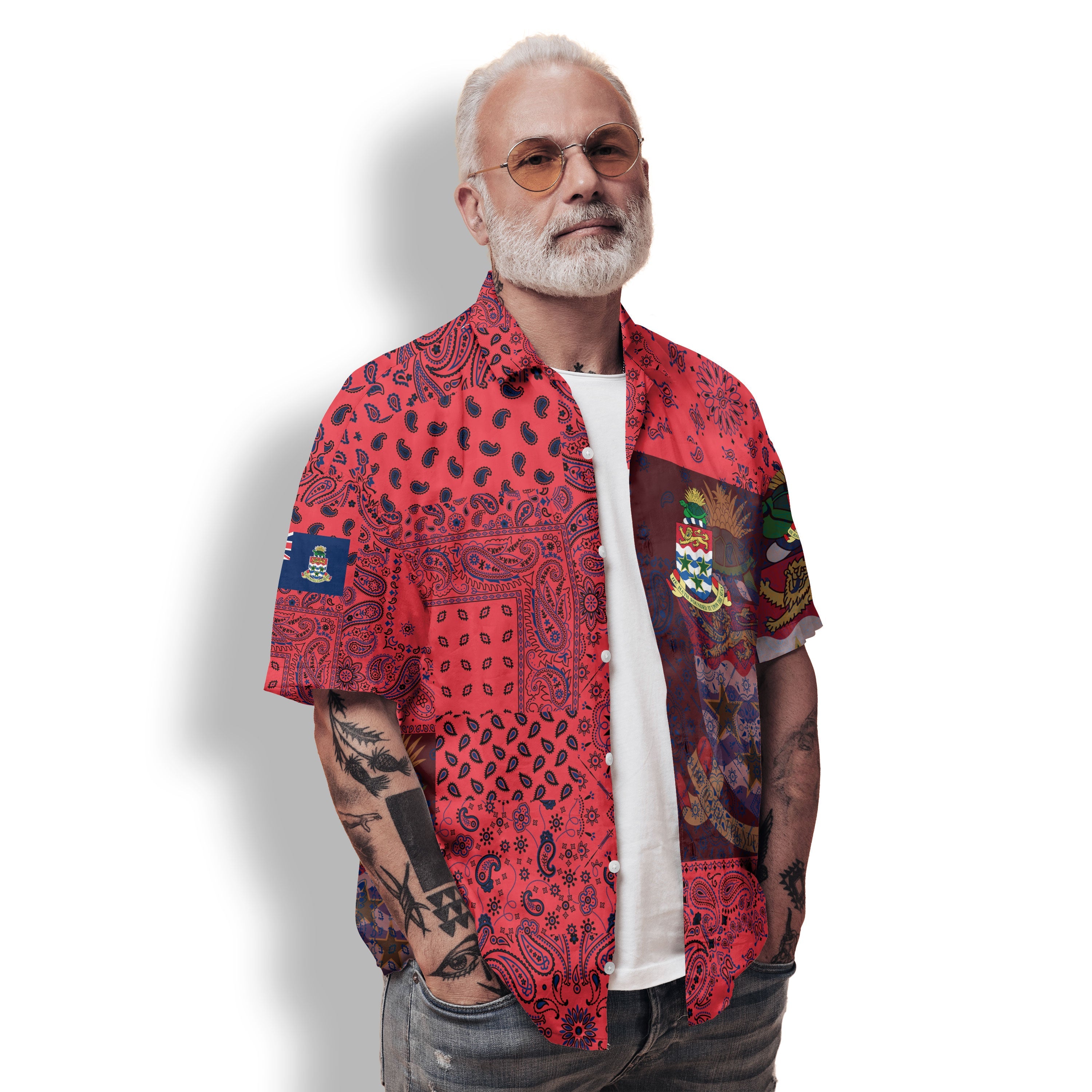 Cayman Islands Hawaiian Shirt Paisley Flag And Skull Style 2