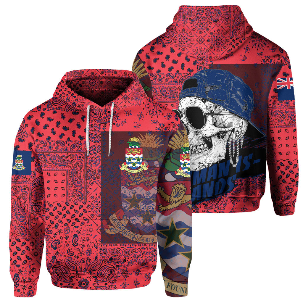 Cayman Islands Hoodie Paisley Flag And Skull Style 1