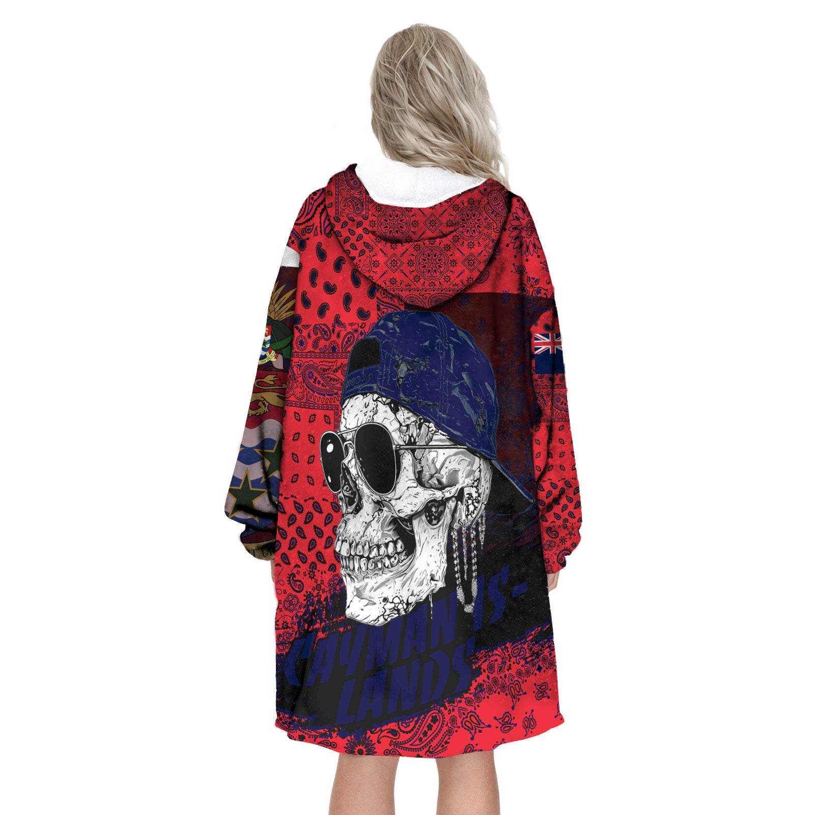 Cayman Islands Hoodie Blanket Paisley Flag And Skull Style 3