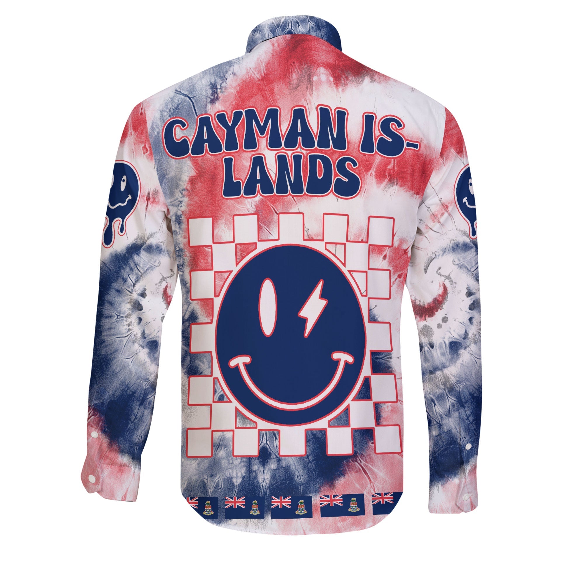 Cayman Islands Long Sleeve Button Shirt Custom Tie Dye Style 2