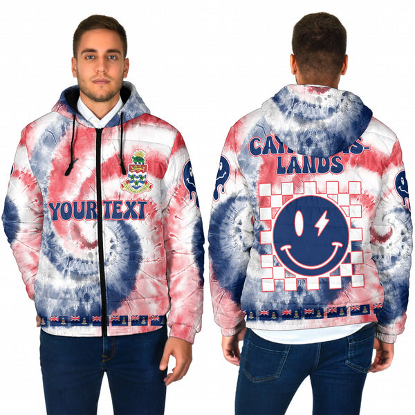 Cayman Islands Men Hooded Padded Jacket Custom Tie Dye Style 1