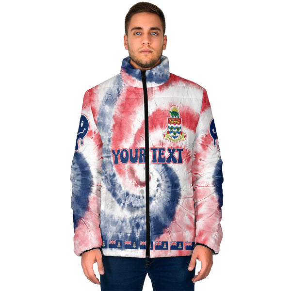 Cayman Islands Men Padded Jacket Custom Tie Dye Style 1