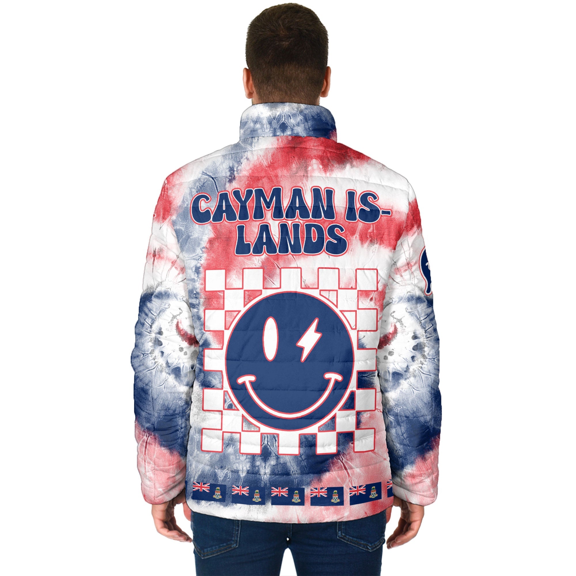 Cayman Islands Men Padded Jacket Custom Tie Dye Style 2