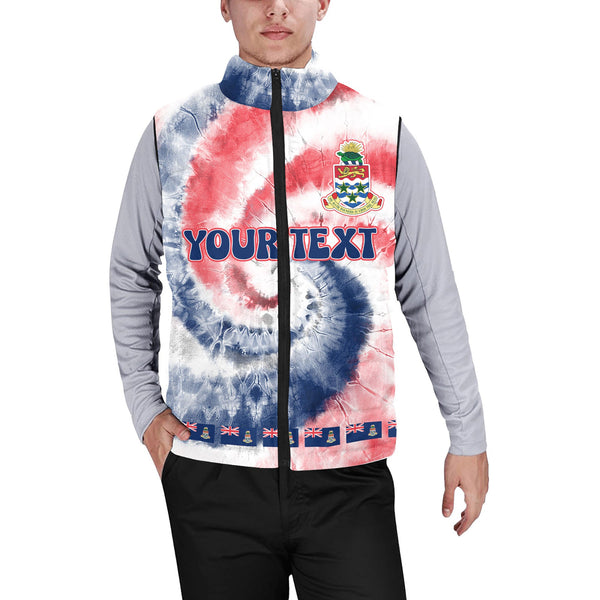 Cayman Islands Men Padded Jacket Vest Custom Tie Dye Style 1