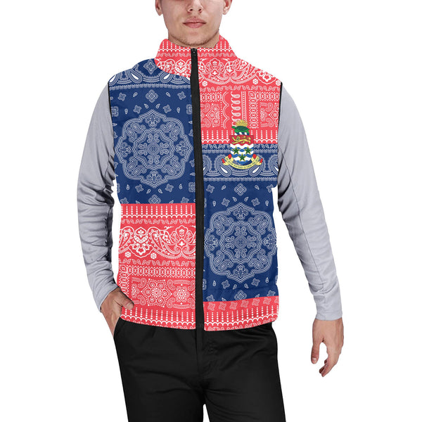 Cayman Islands Men Padded Jacket Vest Flag And Paisley Basic Style 1