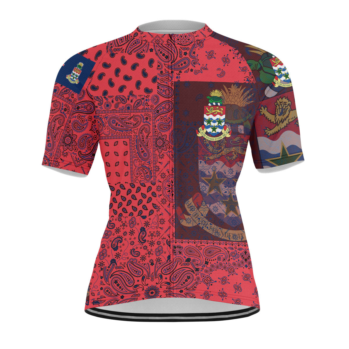 Cayman Islands Men Cycling Jersey Paisley Flag And Skull Style 1