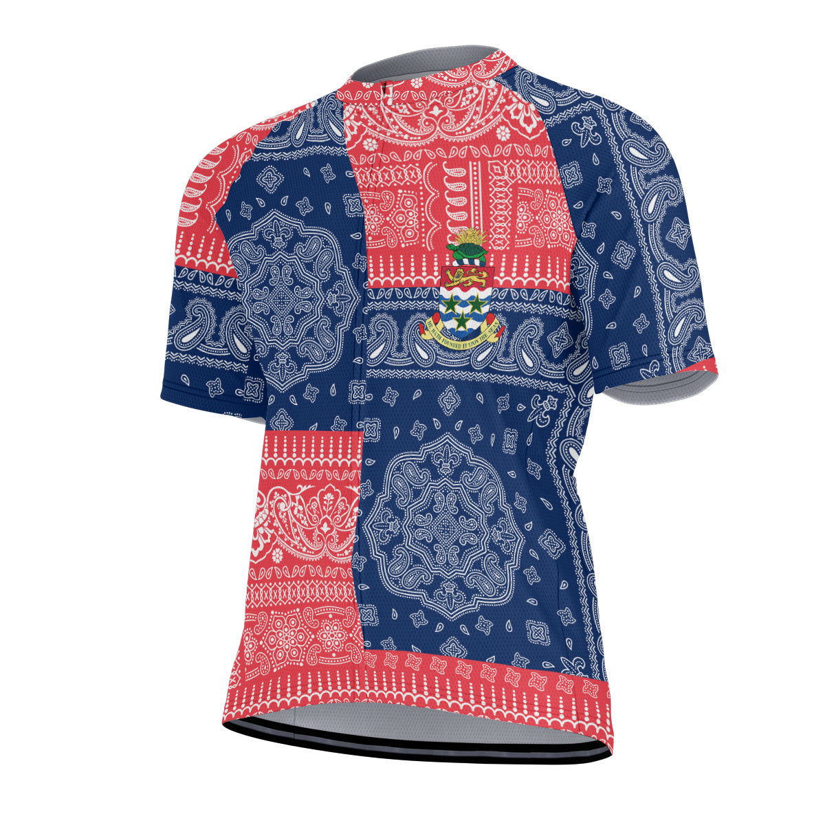 Cayman Islands Men Cycling Jersey Flag And Paisley Basic Style 2