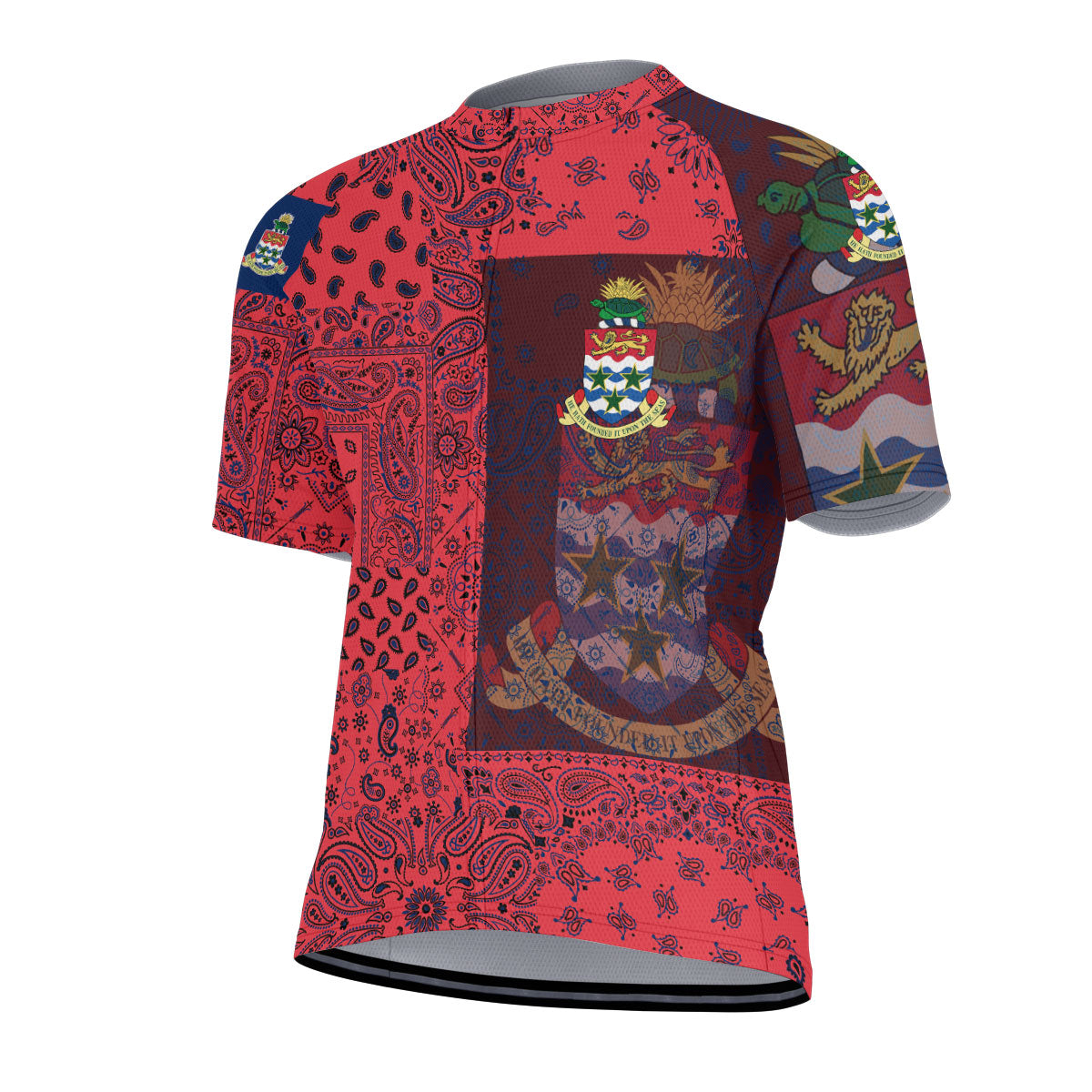 Cayman Islands Men Cycling Jersey Paisley Flag And Skull Style 2