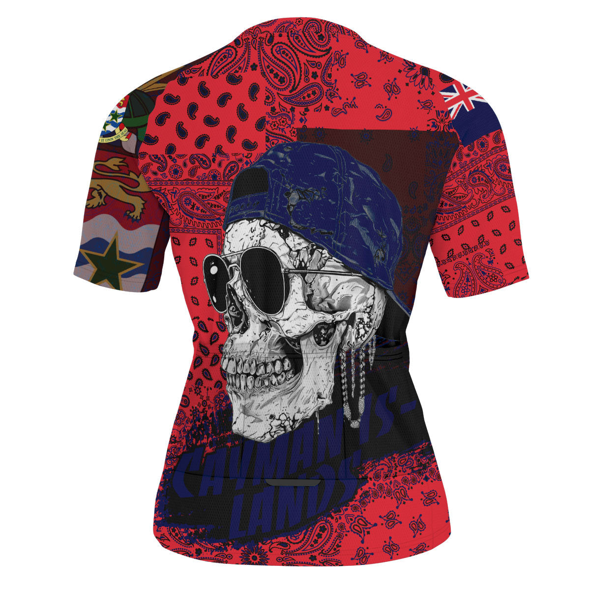 Cayman Islands Men Cycling Jersey Paisley Flag And Skull Style 3