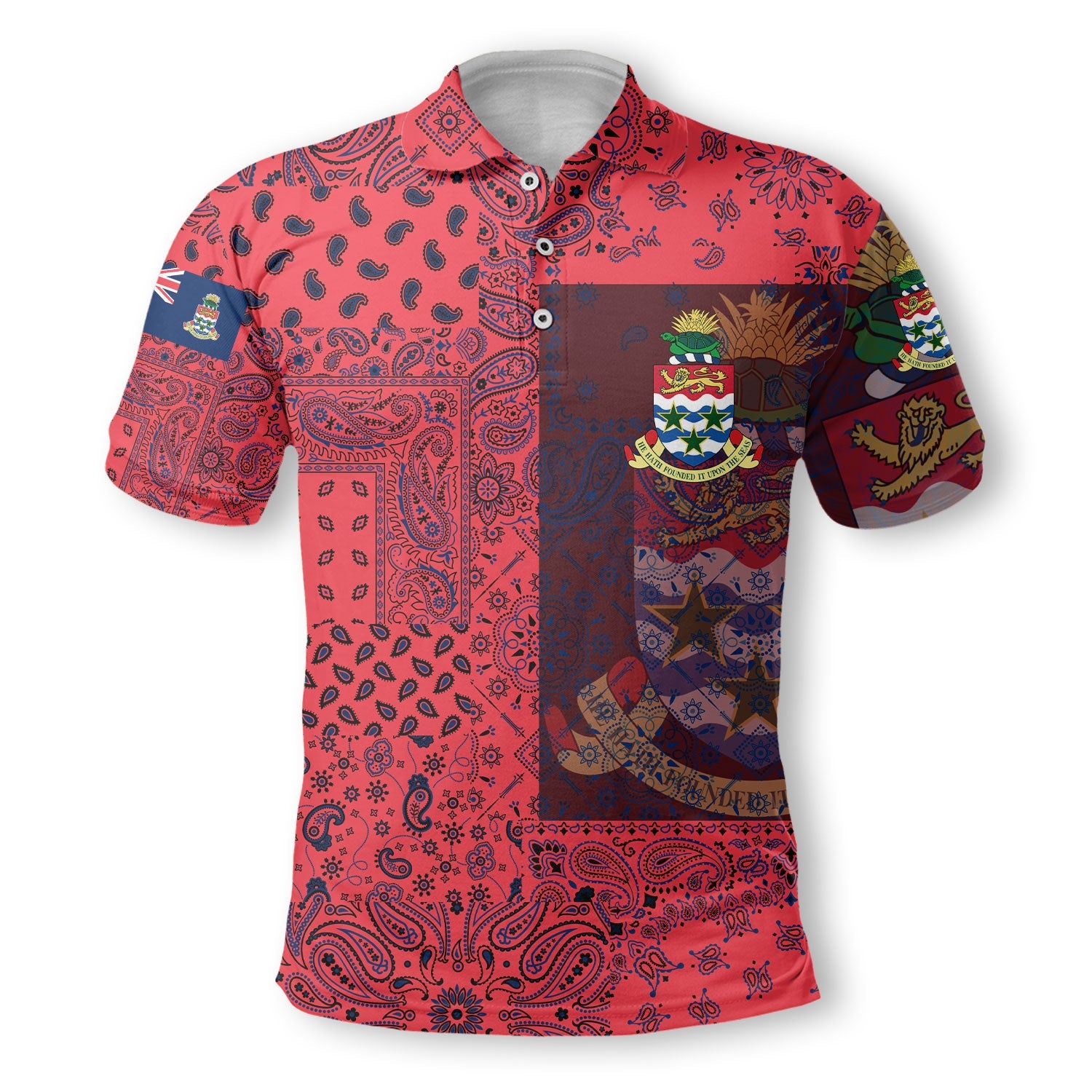 Cayman Islands Polo Shirt Paisley Flag And Skull Style 2