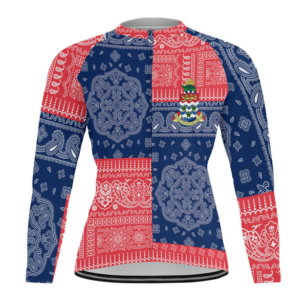 Cayman Islands Raglan Men Cycling Jersey Long Sleeve Flag And Paisley Basic Style 1